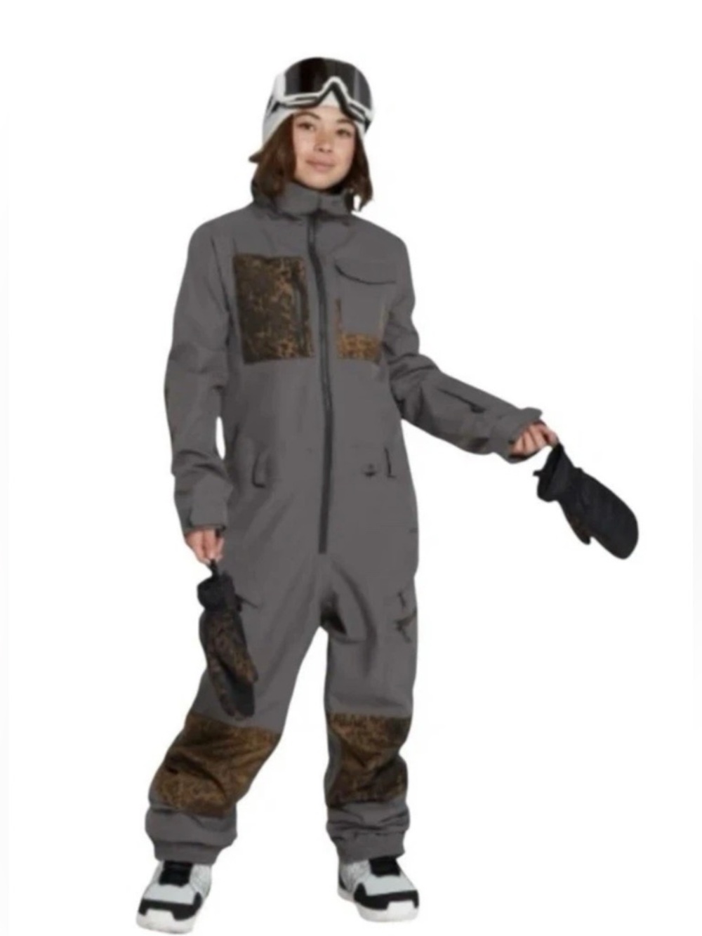 VOLCOM Romy Snow/Ski Suit Women's Sz S- Gray Leopard NWT $398